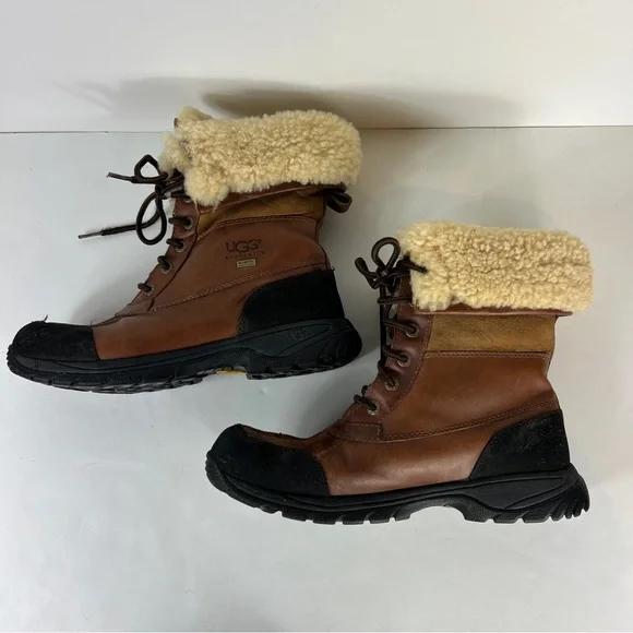 UGG men's Butte Worchester Brown Leather Waterproof Vibram Boots Mens Size 9 - Picture 7 of 13
